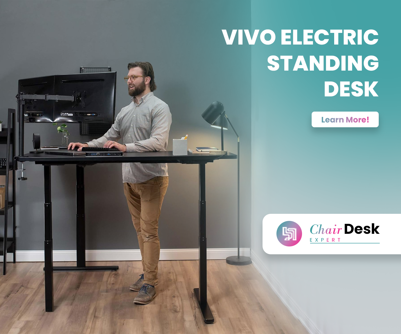 VIVO Electric Height Adjustable 67 x 60 inch Corner Stand Up Desk