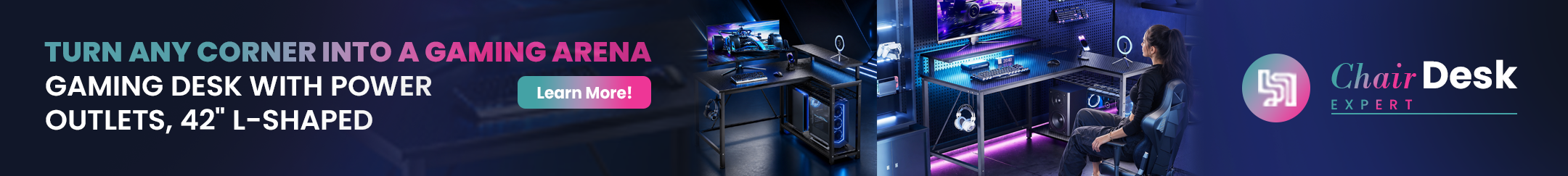 Bestier Gaming Desk with Power Outlets