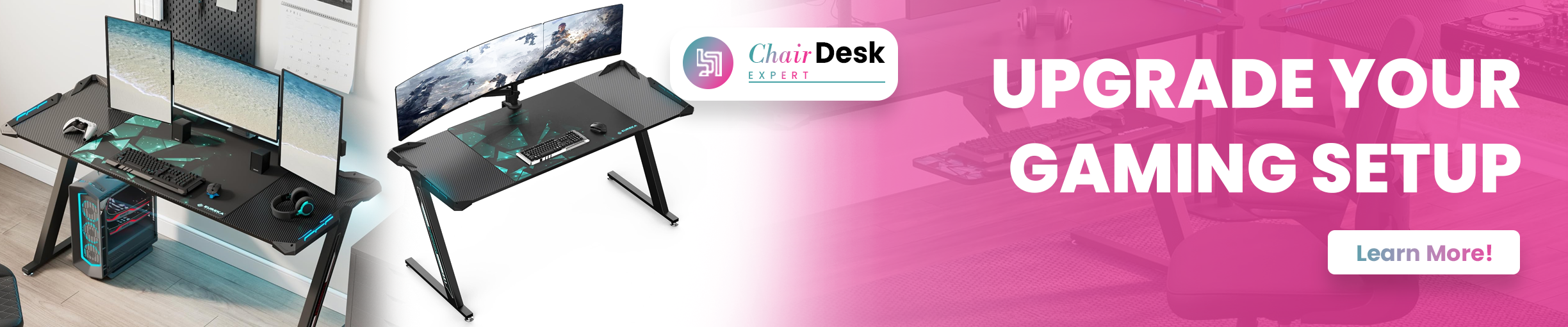 EUREKA ERGONOMIC Gaming Desk with LED Lights